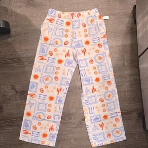 NWT Sincerely Jules  Patterned Pants - Blue and Orange With Pockets